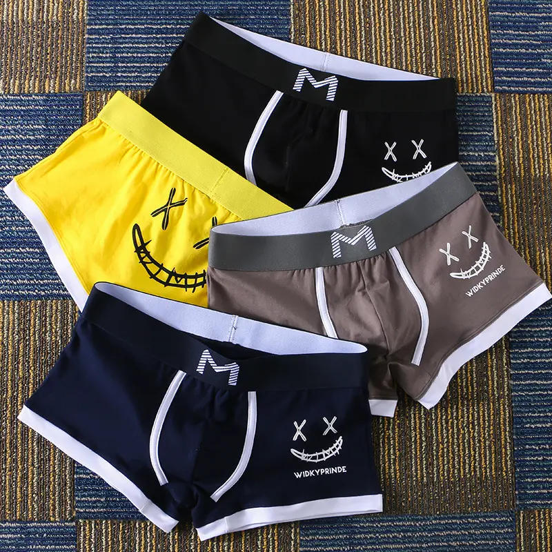 Cueca dos homens Cueca dos homens Algodão Boxers Boxers Jovem Personalidade Tendência Respirável Confortável Shorts