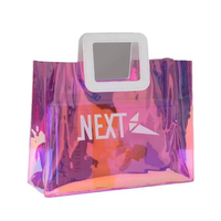 Sacs fourre-tout en PVC transparents roses, de haute qualité, personnalisés avec logo imprimé, imperméables, durables, à la mode, pour le shopping