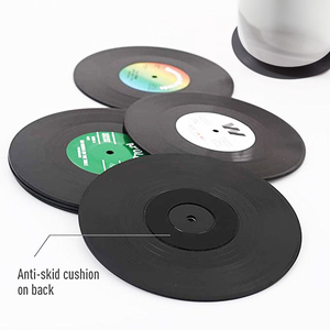 Ensemble de 6 dessous de verres musicaux rétro, disque d'enregistrement en vinyle, parfait pour les amoureux de la <span class=keywords><strong>musique</strong></span> classique, voiture, Bar, Table de thé, tasse - Product Image 5