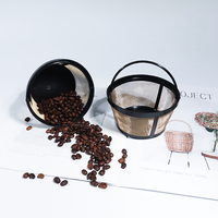 Panier-filtre à café réutilisable en maille dorée, filtre à café en acier inoxydable pour cafetières de 4 à 12 tasses