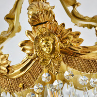 Lámpara Colgante de Cristal de Lujo Europea para Villa o Restaurante, Araña de Cristal Clásica Retro, Lámpara de Techo de Cobre para Dormitorio