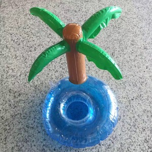 <b>Inflatable</b> Coconut Tree Cup Holder Floating Beverage Cooler <b>Pool</b> <b>Float</b> Swimming Supply PVC Material Unisex Outdoor Indoor Use - Product Image 3