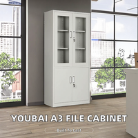 Armoire à dossiers en métal robuste à double porte avec étagères réglables, compartiment inférieur verrouillable, organisateur de rangement de bureau en acier