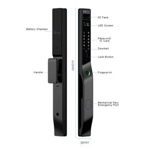 قفل ذكي للباب الزجاجي الخارجي مقاوم للماء مع تقنية التعرف على الوجه ثلاثي الأبعاد وبصمة الإصبع، يعمل بتطبيق TUYA - Product Image 6
