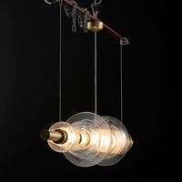 Nouveauté 2026, lustre suspendu en verre soufflé à la main de style vintage, lampes LED, décoration intérieure moderne, cadre en fer, taille moyenne