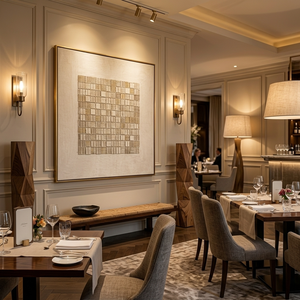 Peinture à l'huile texturée faite à la main, art mural abstrait neutre, relief 3D, toile d'art pour la décoration intérieure d'hôtel, vente en gros - Product Image 4