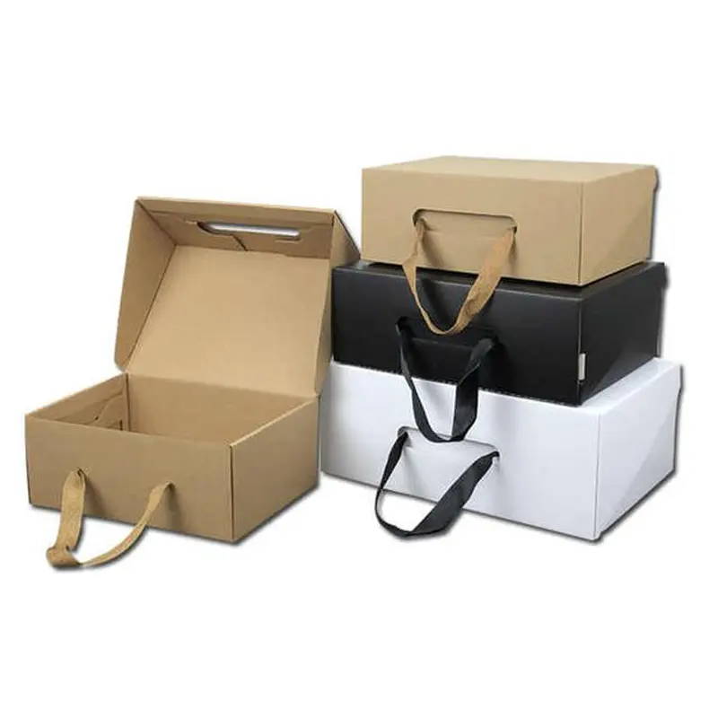 Eco-Friendly Kraft Paper Gift Box Black/Brown Foldable Carton Packaging Box Suitable For Clothes And Shoes