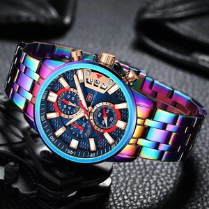 Montre de sport chronographe de luxe arc-en-ciel pour homme, montre-bracelet à quartz MINI FOCUS, montre masculine - Product Image 3