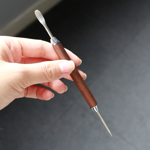Coffee latte art needle, fancy carving and decorating tool, crochet stick, solid wood crochet needle, milk frother, walnut wood - Product Image 2