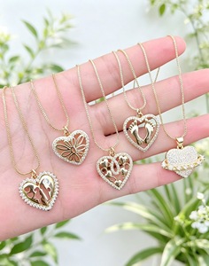 Collier pendentif cœur en zircon couleur or, chaîne en laiton exquise, bijoux pour femmes, cadeau de fête, collier cœur - Product Image 6