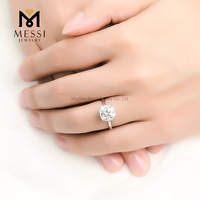 MS-236 Messi Bijoux 18k or véritable 4 carats coussin coupe moissanite diamant bague bijoux
