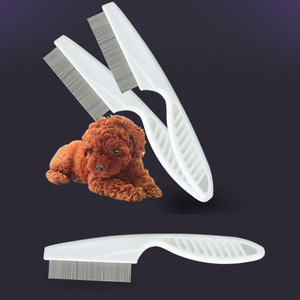 Peigne anti-puces et poux pour animaux de compagnie, directement de l'usine, peigne à aiguilles en acier, pour chiens et chats, élimination efficace des puces et des poux, manche blanc. - Product Image 2
