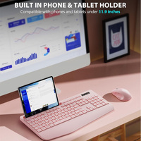 Ergonomic Wireless Keyboard and Mouse Combo Full-Sized Wrist Rest Phone Holder Sleep Mode 2.4G Silent Keyboard