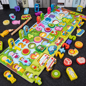 Jouets Éducatifs Montessori en Bois pour Enfants d'Âge Préscolaire Camion de Pompier Tableau d'Activités Jeux de Mathématiques et de Pêche Jouets d'Éveil pour Enfants Cadeaux de Noël - Product Image 2