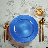Assiette de présentation en plastique bleu marine de 13 pouces, écologique, réutilisable, personnalisée, pour mariage formel, marque MIDAS