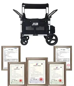 JXB – poussette multifonctionnelle pour bébé 4 places, poussette robuste avec rouleau d'œuf et housse de pluie