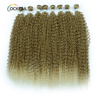 613# Blond Bouclé Crépu Synthétique Lots de Cheveux 8 Pièces par Paquet Tissages de Cheveux Synthétiques