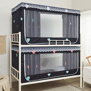Sinh viên ký túc xá rèm cửa giường và màn chống muỗi một mảnh trên và dưới bunk đầy đủ che chống muỗi vành đai giá dây kéo - Product Image 2