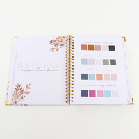 Agenda de planification personnalisé 2025, fleurs dorées, reliure spirale, couverture rigide, papier cadeau A4, organisateur de mariage avec bords dorés