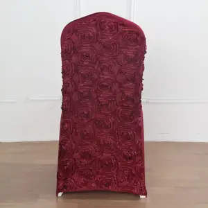 Spandex Jacquard Luxo Rosette Flor Banquete Cadeira Boho Estilo Verde Cadeira Cover Flower Chair Sash
