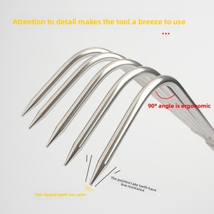 Outils de pêche en mer en acier inoxydable argenté : Râteau de plage et outil de défrichage <span class=keywords><strong>pour</strong></span> la plantation de fleurs, la recherche d'huîtres, de crabes et de coquillages - Product Image 4