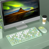Keyboard dan Mouse game, ukuran penuh, Multi warna, Mouse Kombo ergonomis 2.4G, nirkabel, kantor, 87 tombol, dan optik