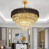 Haute Qualité Cristal Hôtel Décor Noir Lustre Pendentif Suspension Luminaire Lampes De Luxe Cristal Lumières Lustre