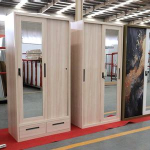 Armario <span class=keywords><strong>de</strong></span> Metal con Acabado Imitación Madera, Personalizado, con Espejo Impreso, Doble Puerta Corredera, Precio Económico al por Mayor - Product Image 2