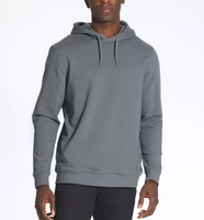 Sweatshirt Pullover Klasik Custom Bahan Polyester Katun Spandex Ringan, Hoodie Slim Fit Polos Custom untuk Pria