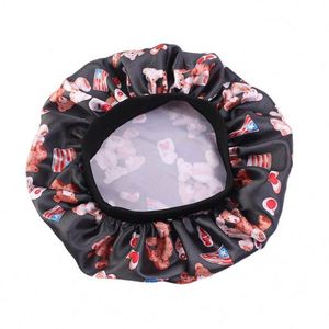 Nouveau bonnet de soin à large bande extensible et douce, en satin soyeux imprimé, pour cheveux naturels, pour tout-petits, enfants et bébés - Product Image 4