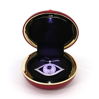 Boîte à bijoux de forme ronde, emballage de bijoux avec Logo personnalisé, boîte à bagues en plastique avec lumière Led