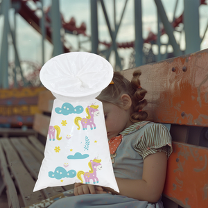 Túi nôn mửa du lịch gấp gọn bằng nhựa trắng Unicon màu hồng có vòng - Product Image 3