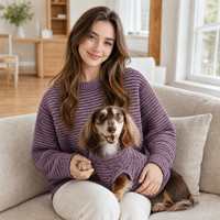 Ensemble de pulls assortis pour propriétaire et animal de compagnie en tricot texturé à anneaux horizontaux teint en masse, personnalisé ODM OEM, vente en gros
