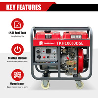Générateur diesel monophasé à démarrage électrique 7/7,5 kW pour site de réinstallation temporaire, durée de fonctionnement longue durée, moteur diesel NHC195F