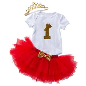 Maglietta bianca per bambine top camicia Tutu fascia 3 pz buon <span class=keywords><strong>compleanno</strong></span> 1 ° <span class=keywords><strong>compleanno</strong></span> vestito DGHB-021 - Product Image 5