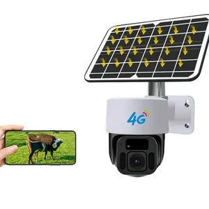 4G सौर वायरलेस सीसीटीवी कैमरा वाईफ़ाई IP66 निविड़ अंधकार आउटडोर कम की खपत की निगरानी कैमरा पीर मानव अलार्म सिम कैमरा