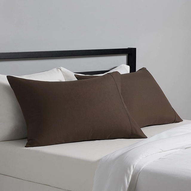 King Size Pillowcases 2 - Chocolate Brushed Microfiber 20 X 40 Inches With Envelop Closure Pillow Case Cover