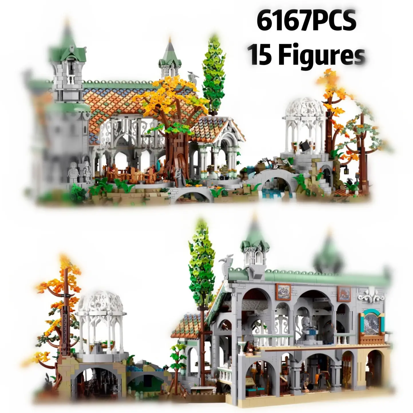 6167PCS Movie Assembled Moc Building Block Sets Stacking Toy Compatible Legoings 10316 Rivendell Castle Lorded of The Rings