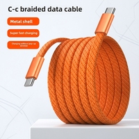 Cable de Carga Rápida USB-C de Doble Tipo-C Plano para Teléfono Pro Max y Pad, Carga Rápida de 3A, 1M, Nailon para Conector