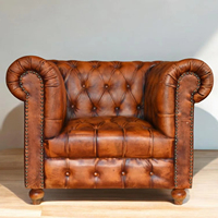 Canapé Chesterfield monoplace gonflable en cuir véritable de luxe moderne, avec structure en bois, en tissu buff, pour salon – Nouveauté