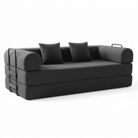 Canapé-lit convertible contemporain et durable, de forme carrée minimaliste, recouvert de flanelle, modulaire et compressé, idéal pour les petits espaces.