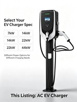 Nuevo Cargador Eléctrico para Vehículos Eléctricos de Nivel 2 IP55 220V, 7kW-44kW, Interfaz Tesla, con Sistema de Carga por Tarjeta y Enchufe