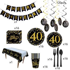 Lot de vaisselle jetable 60 pièces, assiettes, gobelets, décorations de fête pour grand-parent, serviettes et banderole jetable - Product Image 5