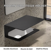 Porte-papier toilette moderne en aluminium spatial avec étagère pour téléphone, support mural pour rouleaux de papier et serviettes de salle de bain