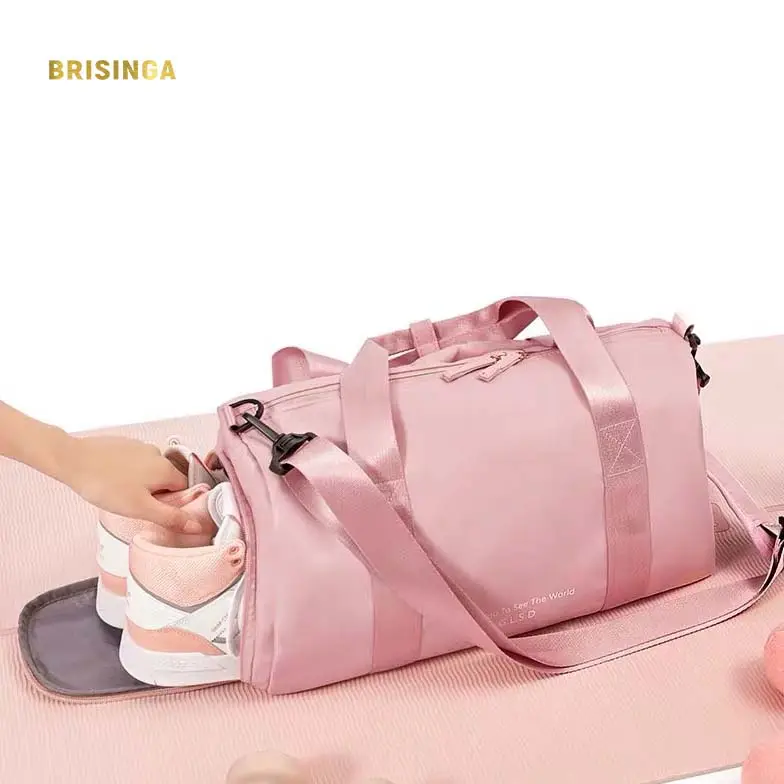 custom logo women cute sport travel nylon bag oem luxury waterproof workout personalized fashion crossbody pink duffel gym bag