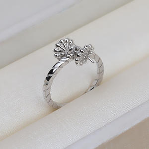 Personalized S925 <b>Silver</b> Double <b>Bead</b> Open Mouth Ring for Women 8-9 Pearl Jewelry DIY Accessories Empty Holder 232 Fashion Rings - Product Image 3