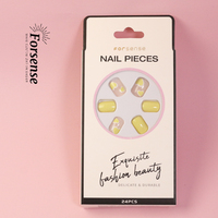 Faux ongles personnalisés coréens en plastique recyclé, faux ongles courts et carrés, fournisseur d'ongles artificiels à la mode, non toxiques et durables