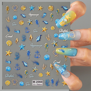 3D Embossed Decorative Ocean Theme Summer <strong>Nails</strong> Adhesive Sliders Art <strong>Nail</strong> Enhancement Logo Seashell Starfish <strong>Nail</strong> Gel <strong>Stickers</strong> - Product Image 3