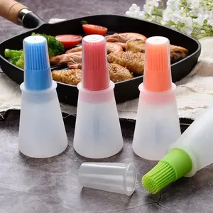 Silicone <b>Oil</b> Bottle Brush <b>Oil</b> <b>Dispenser</b> Bottle With Barbecue Brush High Temperature Resistant Basting Brush Kitchen BBQ Tools - Product Image 2