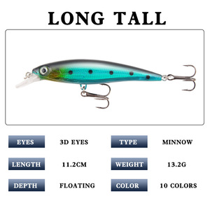 Leurre Minnow Ytqhxy 11,2 cm 13,2 g, Appât de surface pour la pêche au bar, avec sonnette, ensemble de leurres durs - Product Image 5